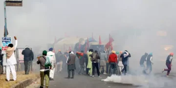 tear gas farmers march