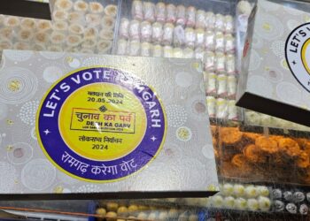Voting date sticker on food packets