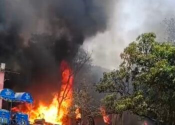 Paint godown catches fire