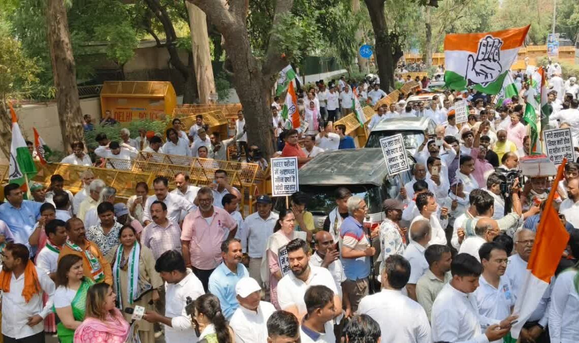 Nationwide protests by Congress and student groups over NEET UG issue