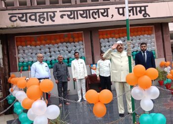 A parade of dresses on Independence Day in Daltonganj