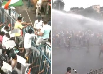 Protesters break barricades during ‘Nabbanna Abhijan’ rally in Kolkata; police use lathi charge, tear gas