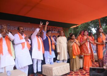 Assam CM Himanta attends nomination meeting of BJP candidates in Jamshedpur