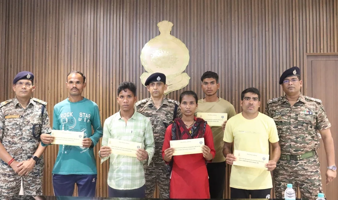 Five Naxals including woman carrying Rs 5 lakh bounty surrender in Chhattisgarh