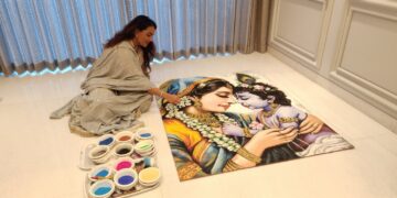Sonali Adesara’s vibrant rangoli captivates Jamshedpur during Gujarati New Year