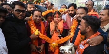 MLA Purnima Sahu gets grand welcome from BJP workers