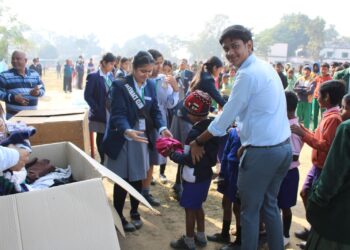 Narbheram English School’s Interact Club distributes winter clothes to needy 