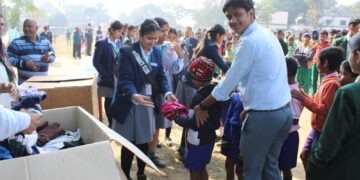 Narbheram English School’s Interact Club distributes winter clothes to needy