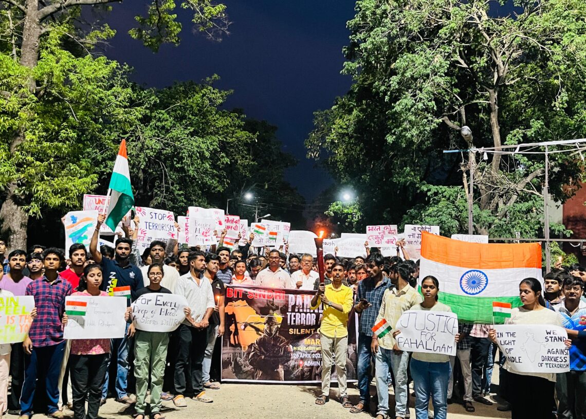 BIT Sindri students, faculty hold candle march in solidarity with Pahalgam attack victims