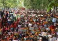BJP flexes muscle with massive women’s ‘Akrosh March’, fires salvo at INDIA alliance