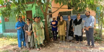 College girls hang earthen water pots for birds amid severe heatwave in Daltonganj